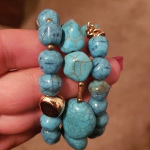 Stackable Bracelets- turquoise/gold
